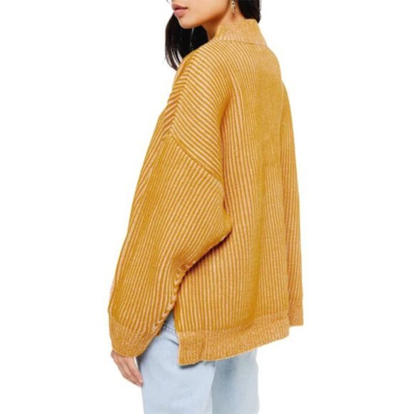 NWT Topshop Mock Neck High Low Sweater Mustard S - Picture 3 of 8